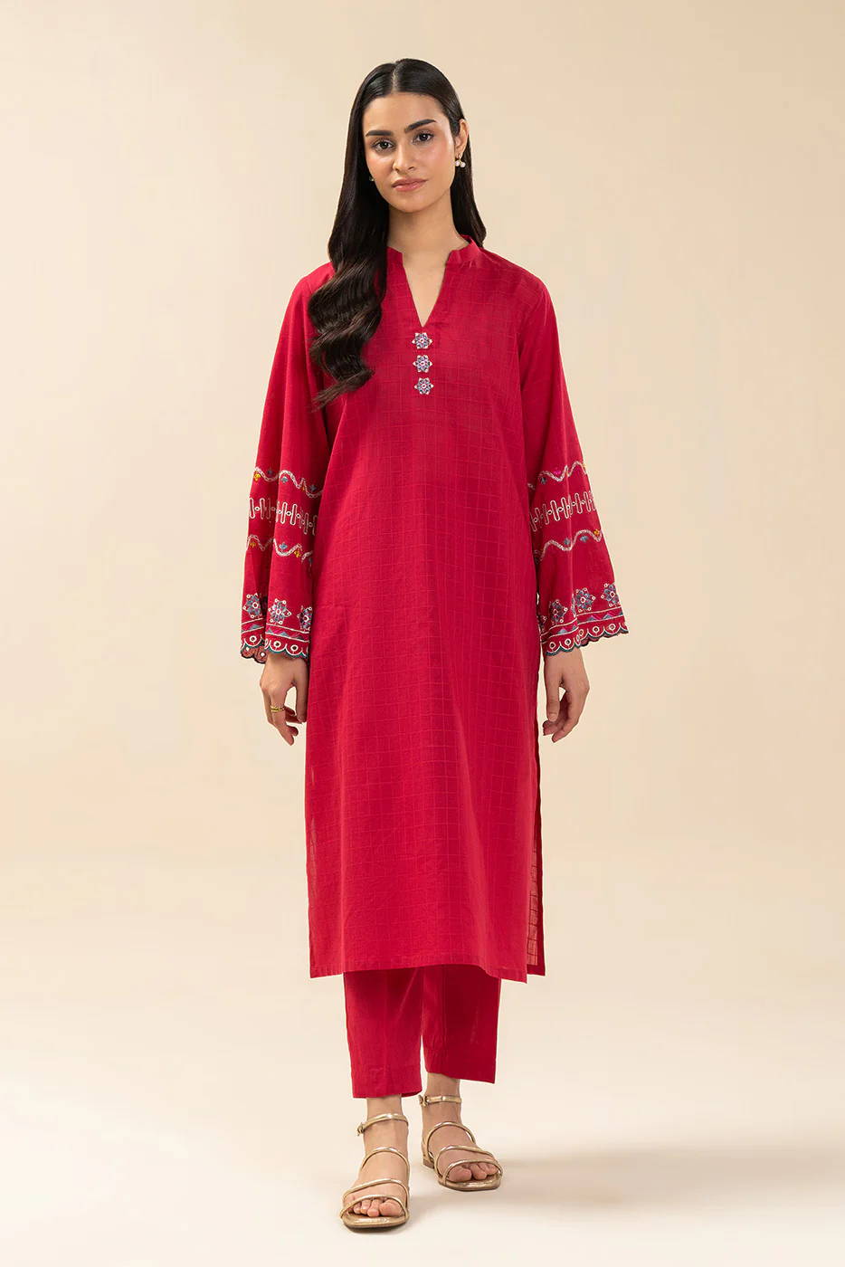 2 PIECE EMBROIDERED DORIA SUIT (PRET) - Image 2
