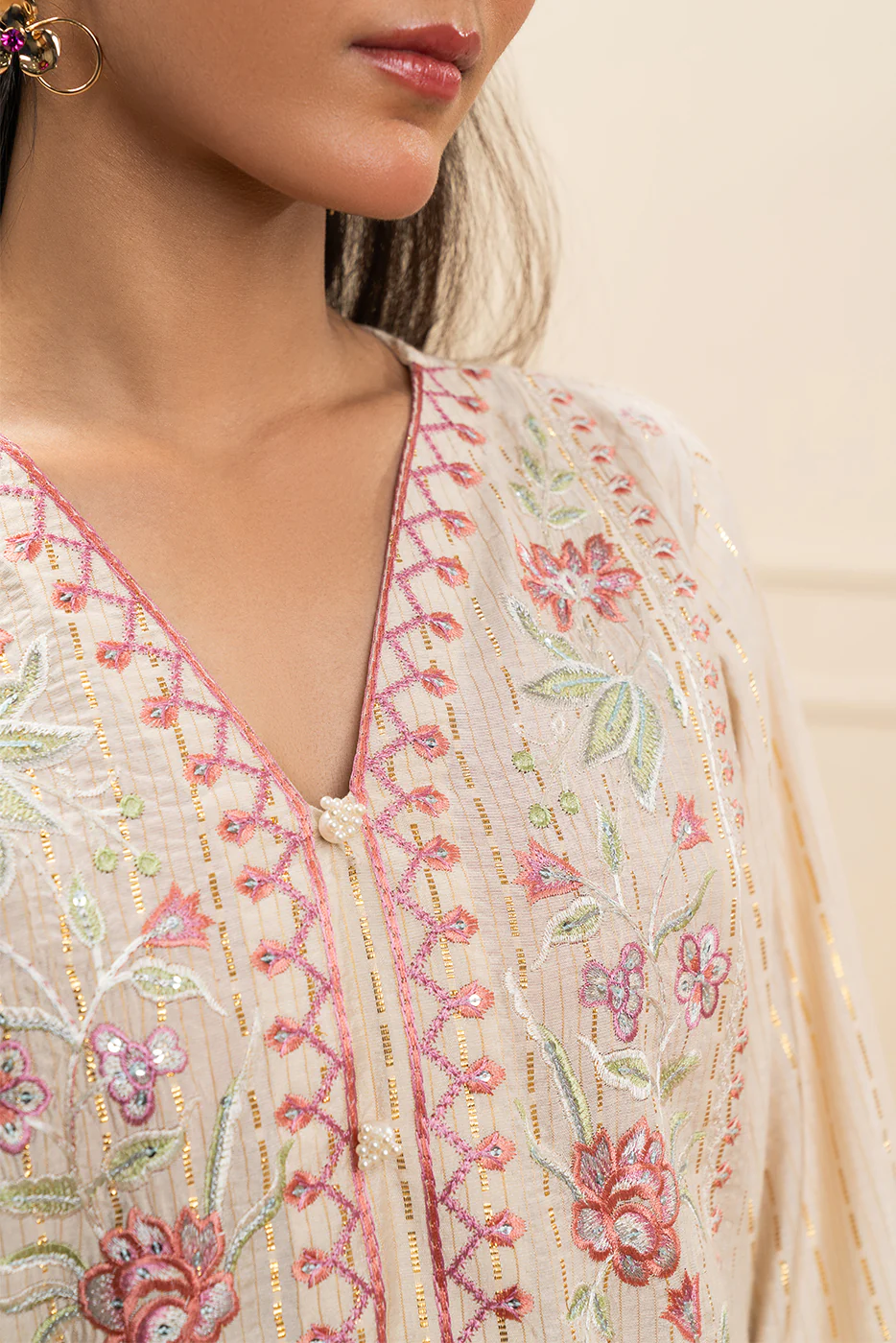 EMBROIDERED DOBBY JACQUARD SHIRT (PRET) - Image 5