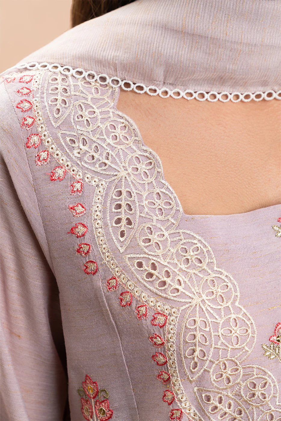 3 PIECE EMBROIDERED GOLD ZARI SUIT (HIGH CASUAL) - Image 5
