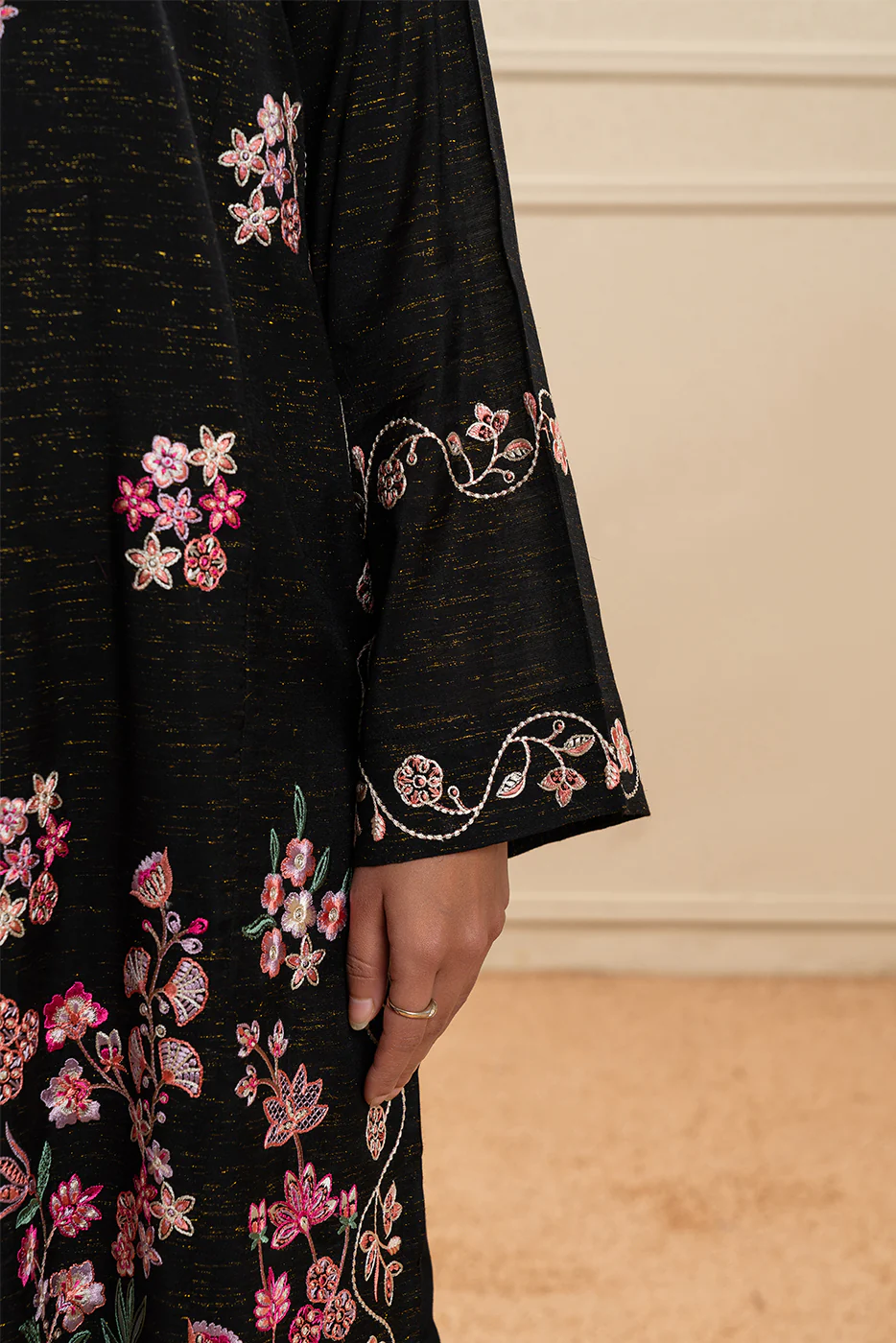 2 PIECE EMBROIDERED RAW SILK SUIT (PRET) - Image 3