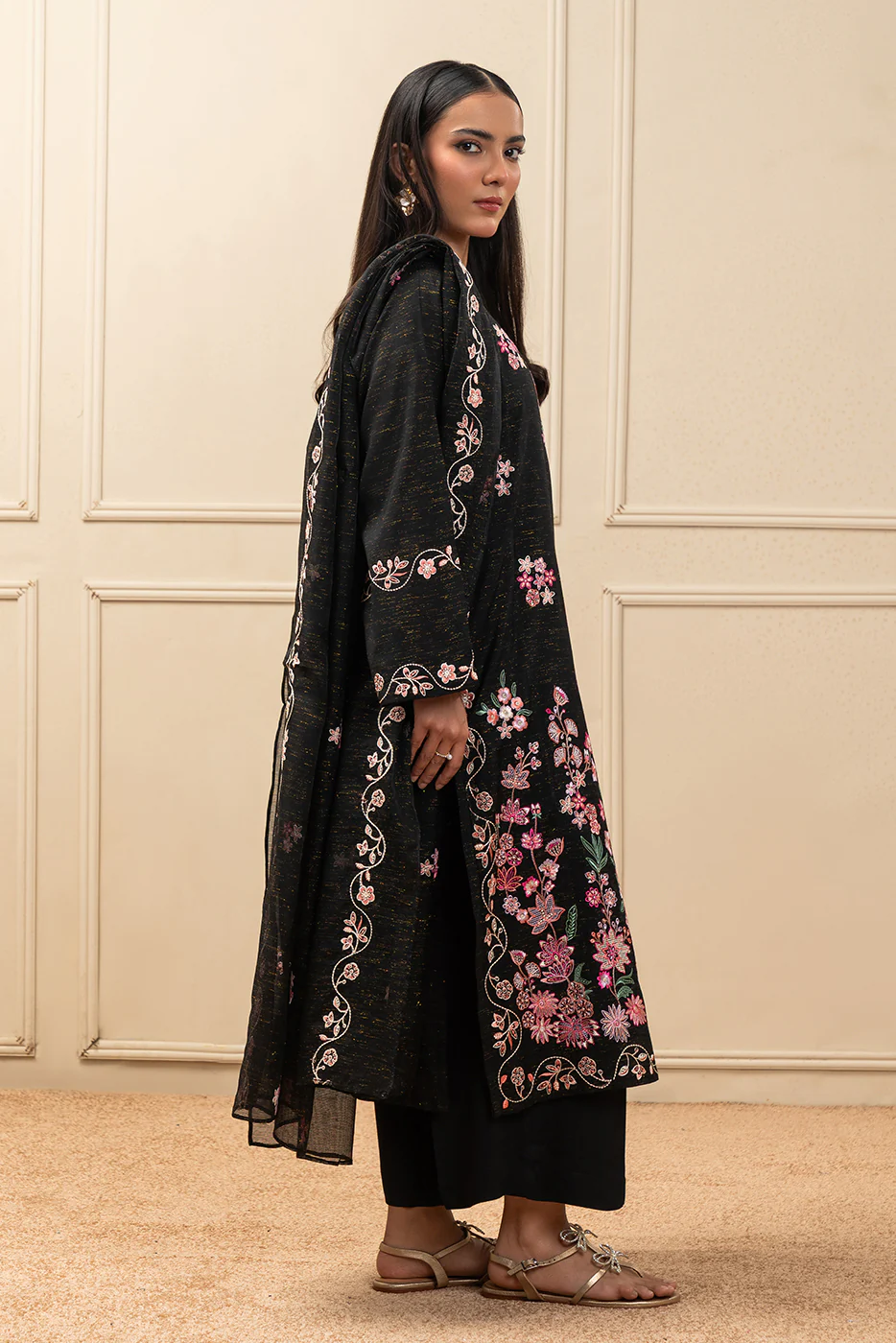 2 PIECE EMBROIDERED RAW SILK SUIT (PRET) - Image 5
