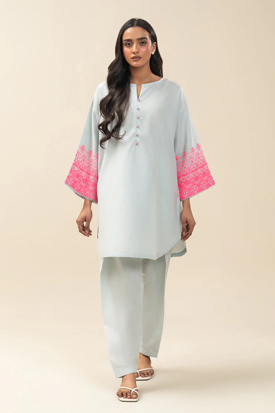 2 PIECE EMBROIDERED NEON NEPS SUIT (PRET) - Image 2
