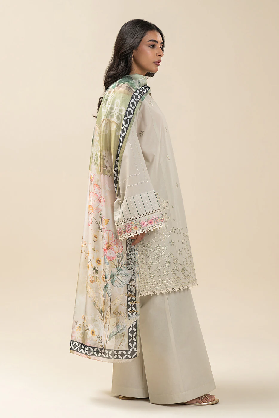 2 PIECE EMBROIDERED LAWN SUIT-BEIGE ATELIER (UNSTITCHED) - Image 3