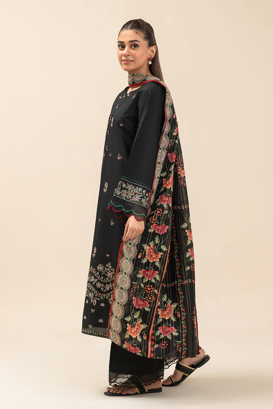 3 PIECE EMBROIDERED LAWN SUIT-SPRING NIGHT (UNSTITCHED) - Image 3