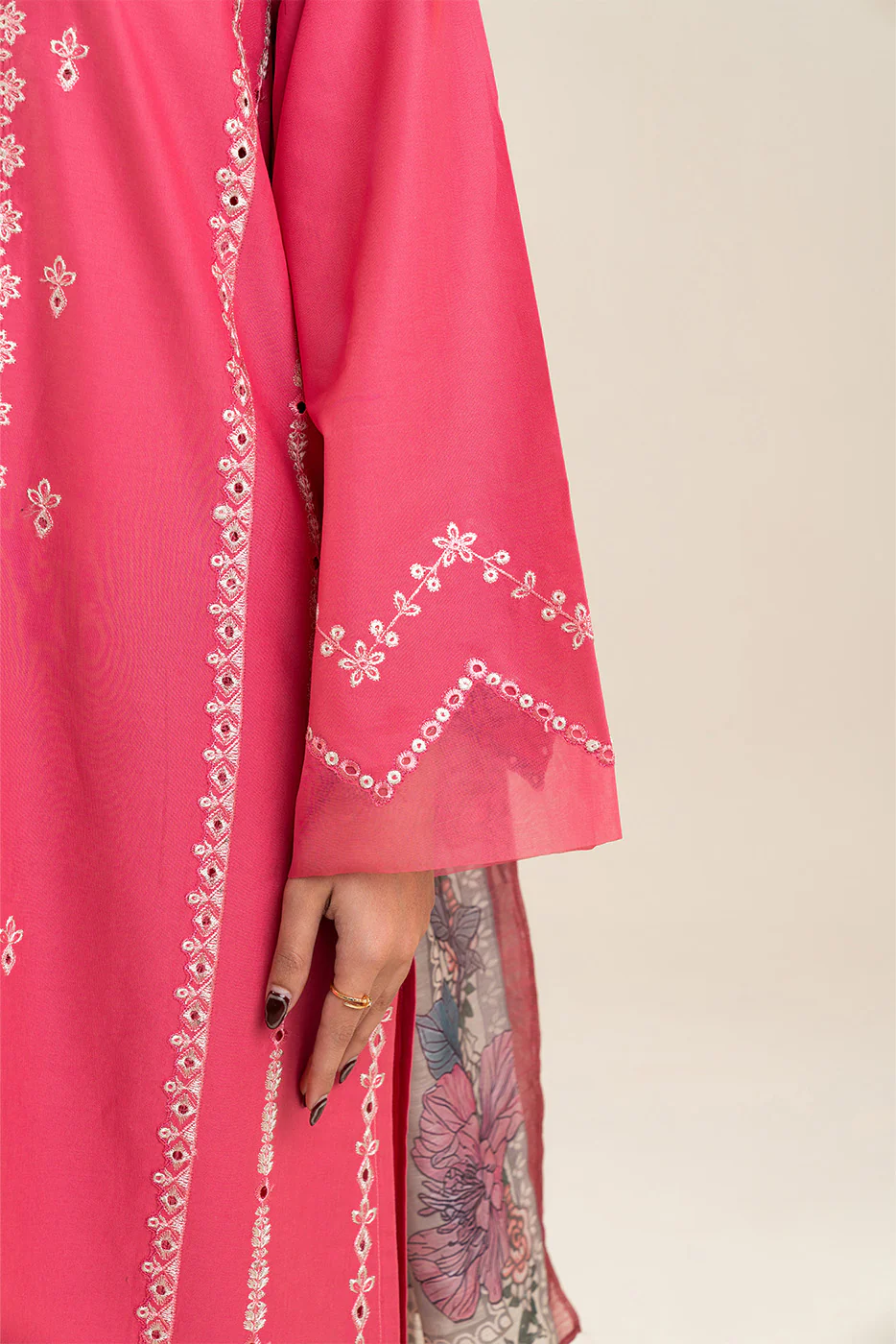 3 PIECE EMBROIDERED LAWN SUIT-PINK PALISADE (UNSTITCHED) - Image 6
