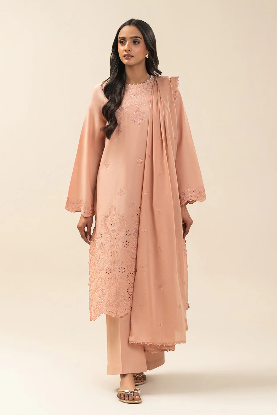 3 PIECE EMBROIDERED LAWN SUIT-INCARNADINE (UNSTITCHED) - Image 2