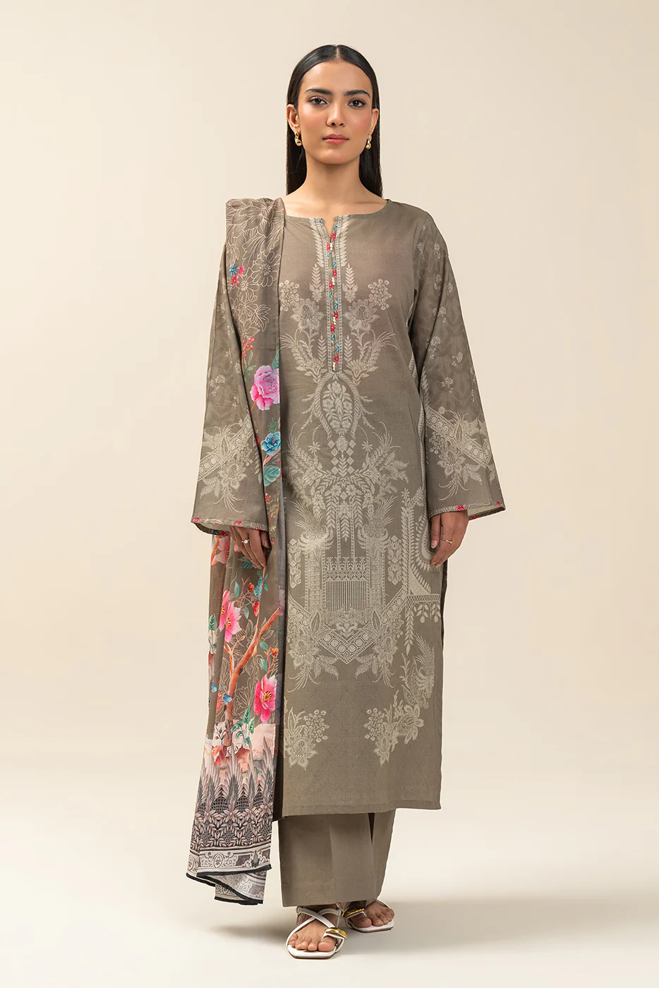 3 PIECE PRINTED LAWN SUIT-FLORA BLUSH (UNSTITCHED) - Image 3
