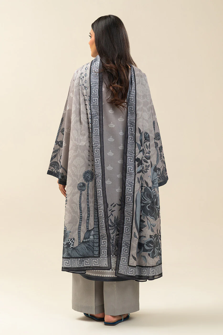 3 PIECE PRINTED LAWN SUIT-CONCRETE STRUCTURE (UNSTITCHED) - Image 3