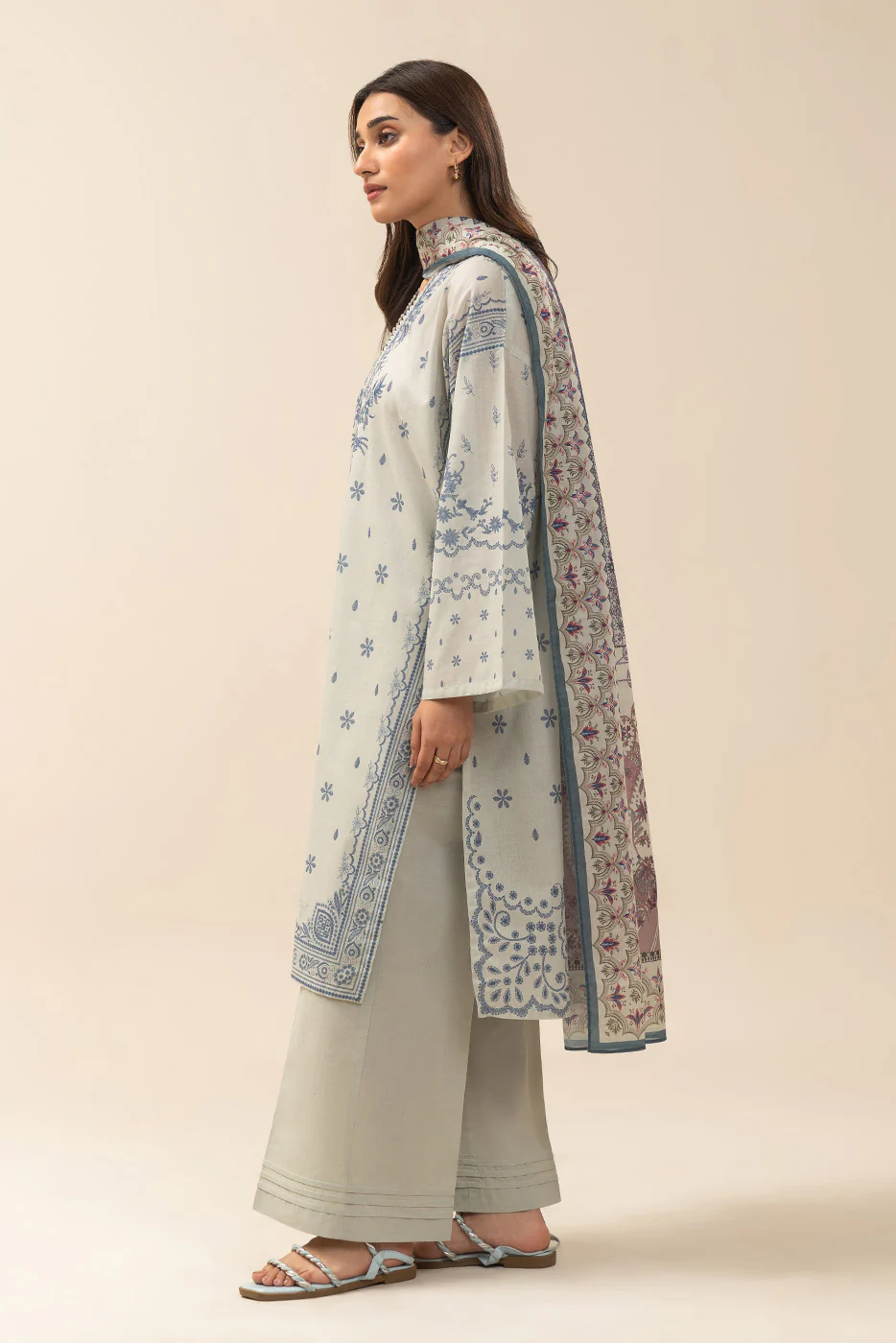3 PIECE PRINTED LAWN SUIT-SAPPHIRE SLATE (UNSTITCHED) - Image 2