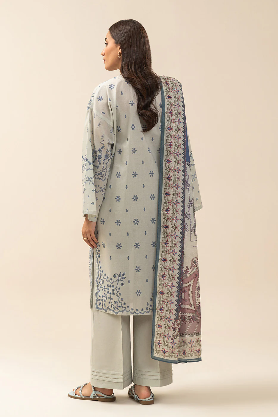 3 PIECE PRINTED LAWN SUIT-SAPPHIRE SLATE (UNSTITCHED) - Image 5