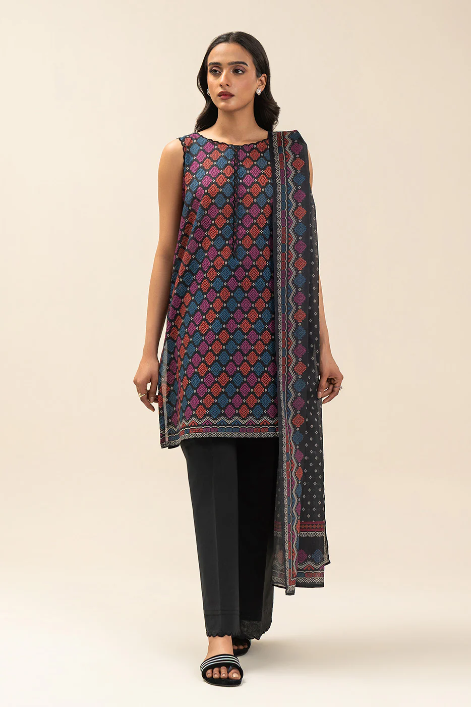 3 PIECE PRINTED LAWN SUIT-BOTANICAL SPRAY (UNSTITCHED) - Image 2