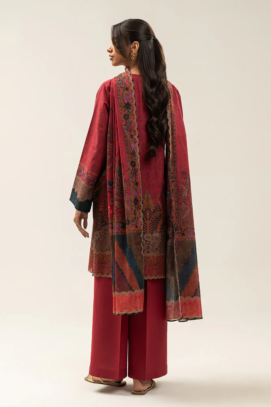 3 PIECE PRINTED LAWN SUIT-ETHNIC PAISLY (UNSTITCHED) - Image 4