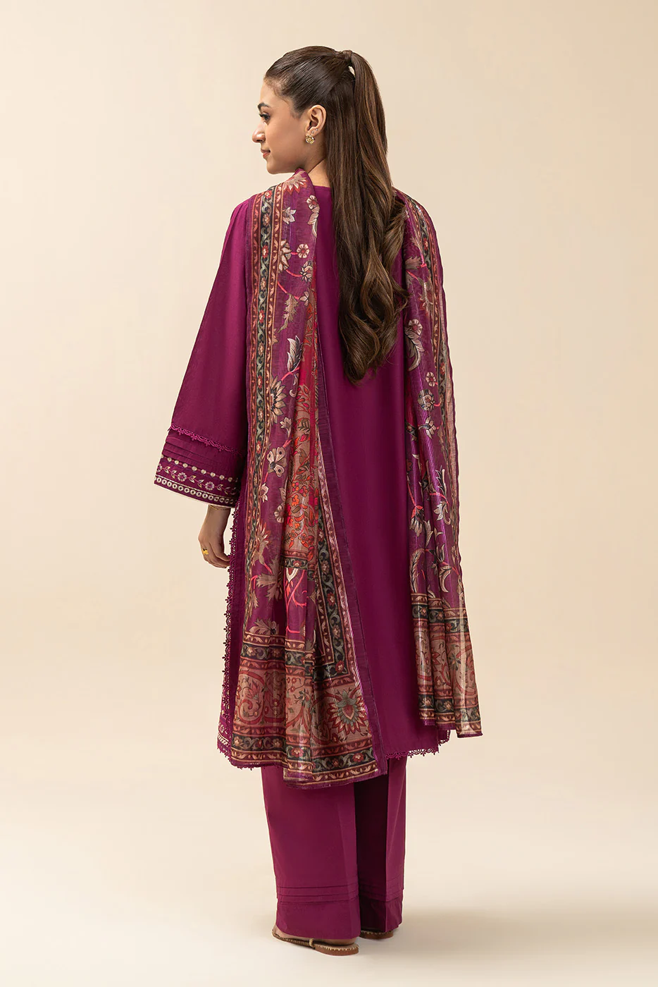 3 PIECE EMBROIDERED LAWN SUIT-PLUM MAJESTY (UNSTITCHED) - Image 4