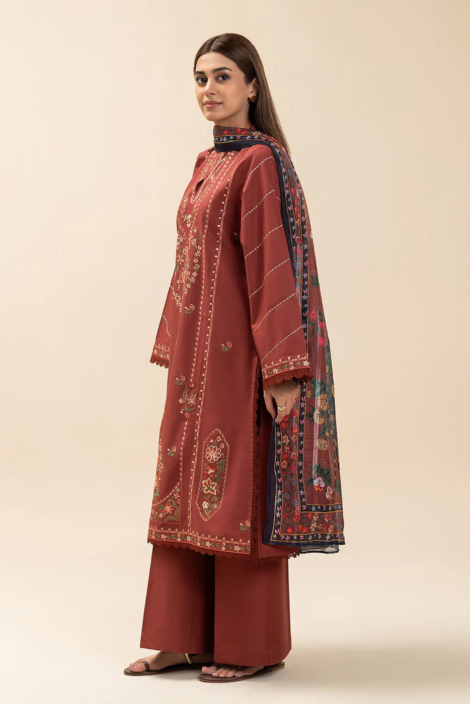 3 PIECE EMBROIDERED LAWN SUIT-MYSTIC WOOD (UNSTITCHED) - Image 3
