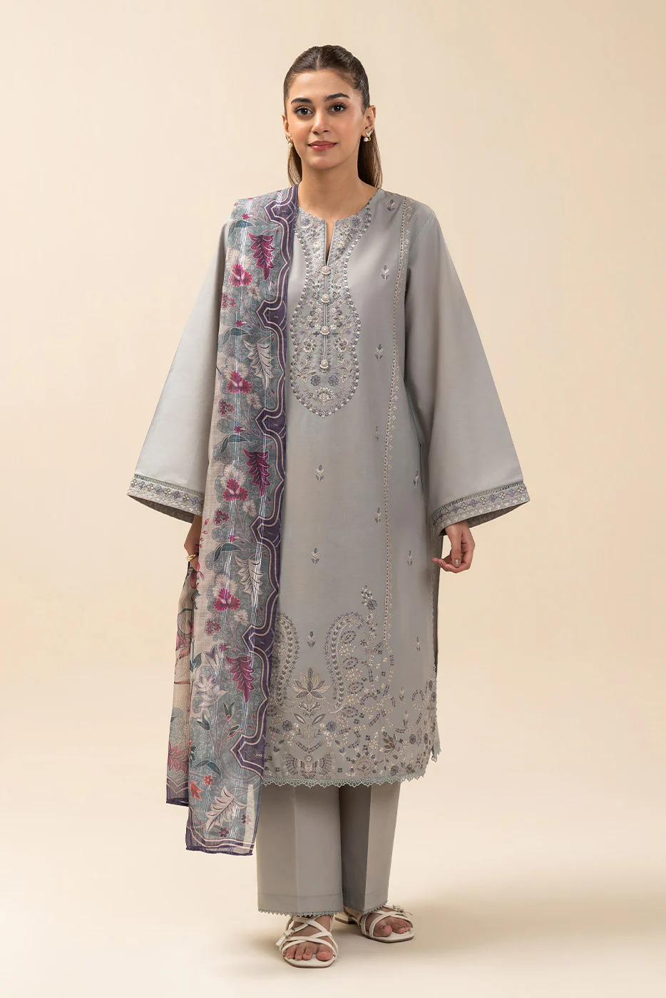 3 PIECE EMBROIDERED LAWN SUIT-ETHEREAL VEIL (UNSTITCHED) - Image 2