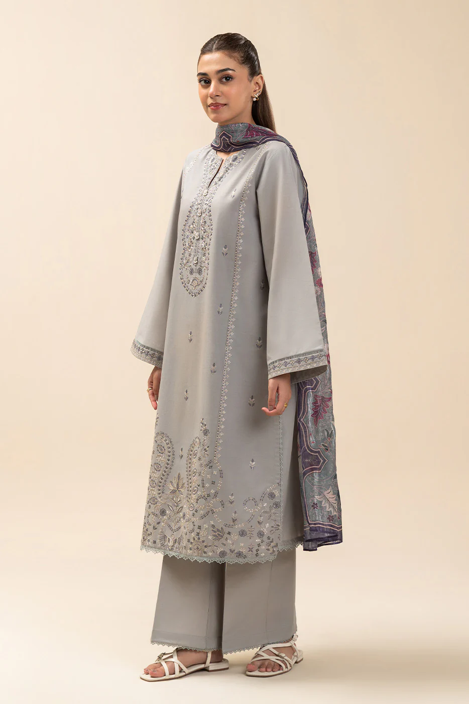 3 PIECE EMBROIDERED LAWN SUIT-ETHEREAL VEIL (UNSTITCHED) - Image 3