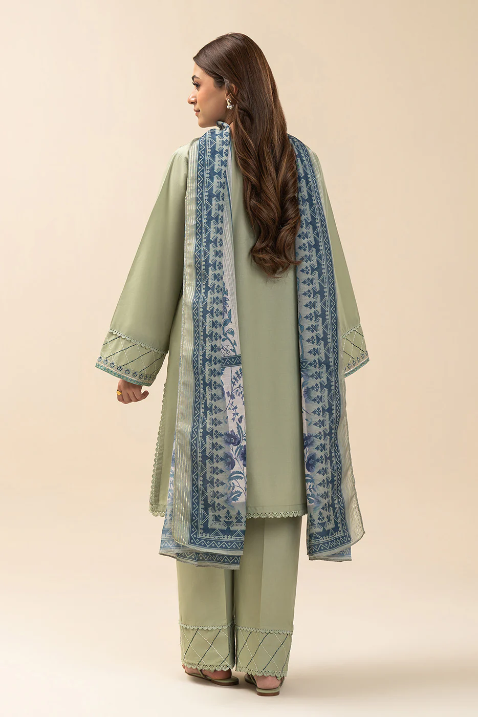 3 PIECE EMBROIDERED LAWN SUIT-MINERAL MINT (UNSTITCHED) - Image 4