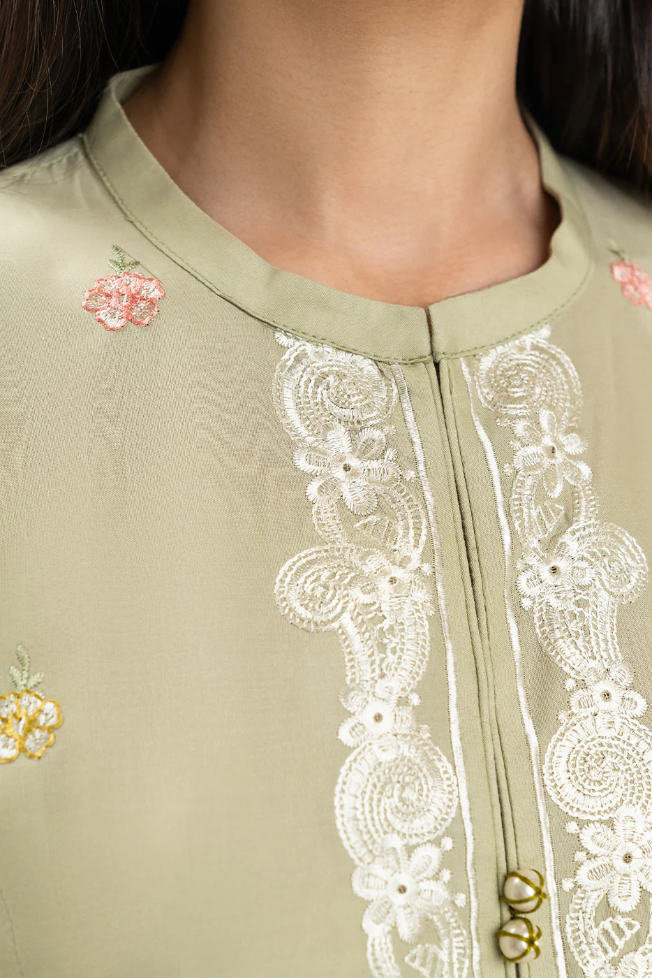 3 PIECE EMBROIDERED LAWN SUIT-CORAL REEF (UNSTITCHED) - Image 2