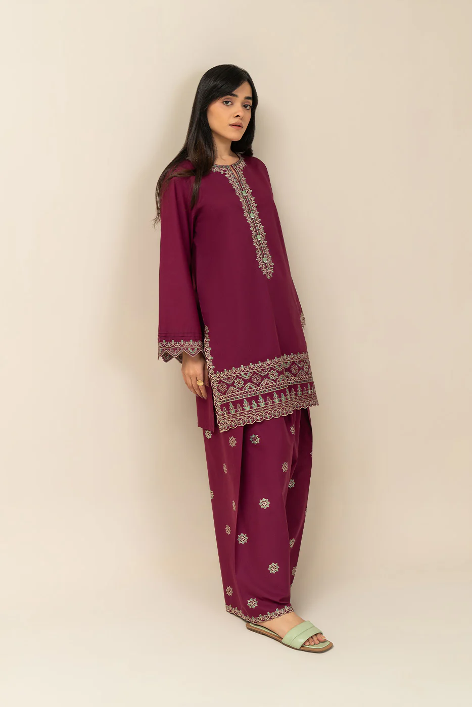 2 PIECE EMBROIDERED LAWN SUIT-FOLKLORE (UNSTITCHED) - Image 4