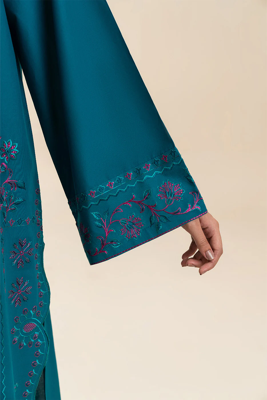 2 PIECE EMBROIDERED LAWN SUIT-TEAL TALISMAN (UNSTITCHED) - Image 6