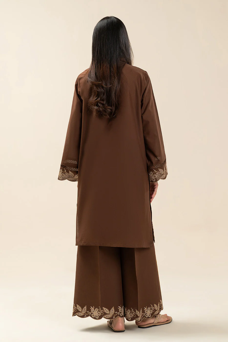 2 PIECE EMBROIDERED LAWN SUIT-EARTHLY BRONZE (UNSTITCHED) - Image 7