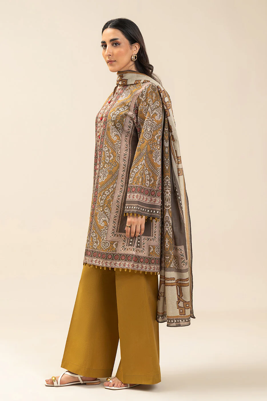 3 PIECE PRINTED LAWN SUIT-HONEY HARMONY (UNSTITCHED) - Image 2