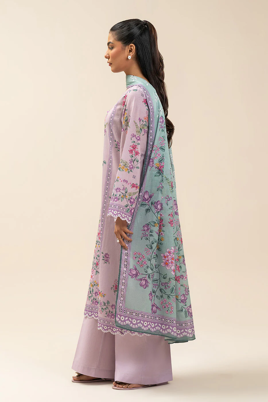 3 PIECE PRINTED LAWN SUIT-SPRING SAGE (UNSTITCHED) - Image 3