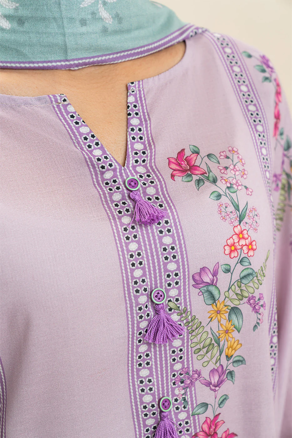 3 PIECE PRINTED LAWN SUIT-SPRING SAGE (UNSTITCHED) - Image 5