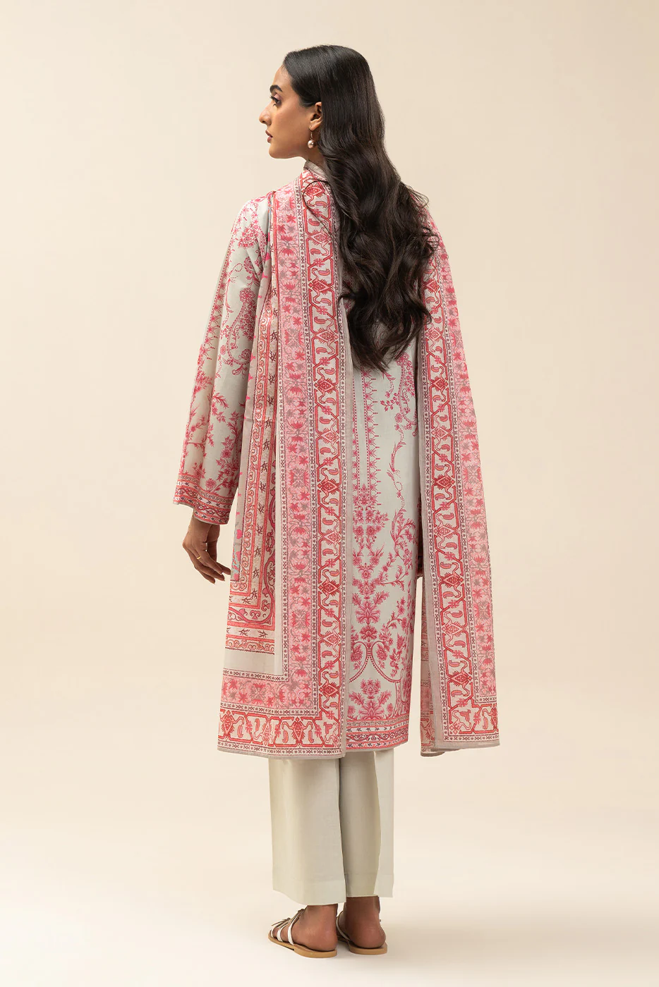 3 PIECE PRINTED LAWN SUIT-CRIMSON SUN (UNSTITCHED) - Image 3