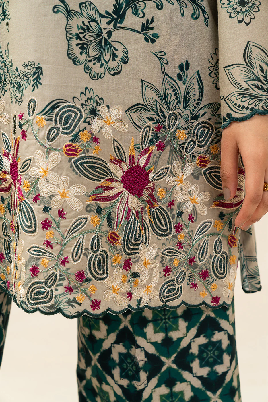 2 PIECE EMBROIDERED LAWN SUIT-EMERALD GARDENS (UNSTITCHED) - Image 7