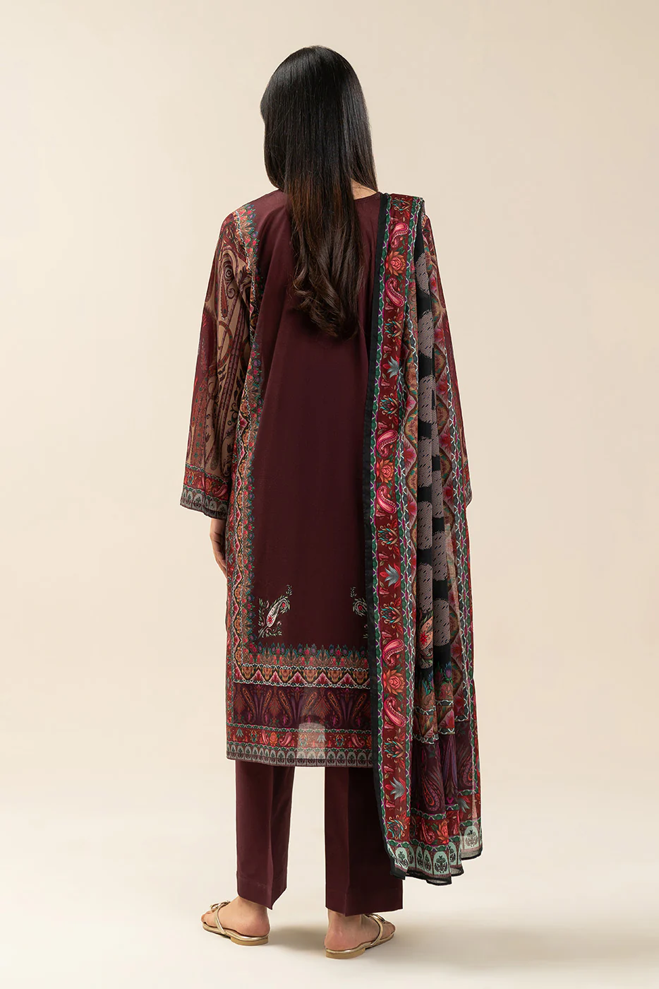 3 PIECE EMBROIDERED LAWN SUIT-ETHNIC PAISLEY (UNSTITCHED) - Image 6
