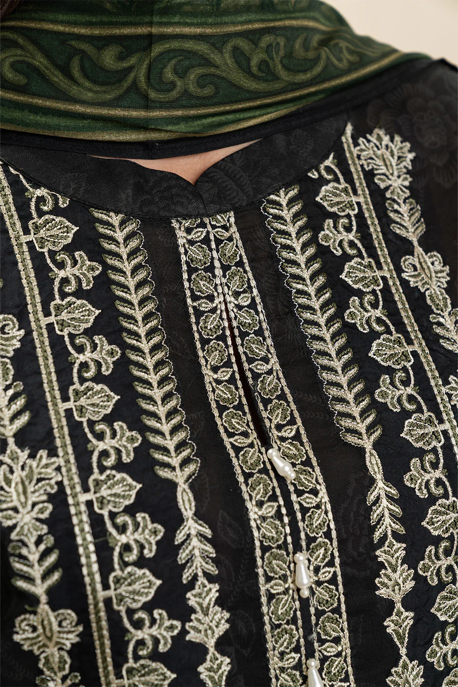 3 PIECE EMBROIDERED LAWN SUIT-BLACK FLINT (UNSTITCHED) - Image 5