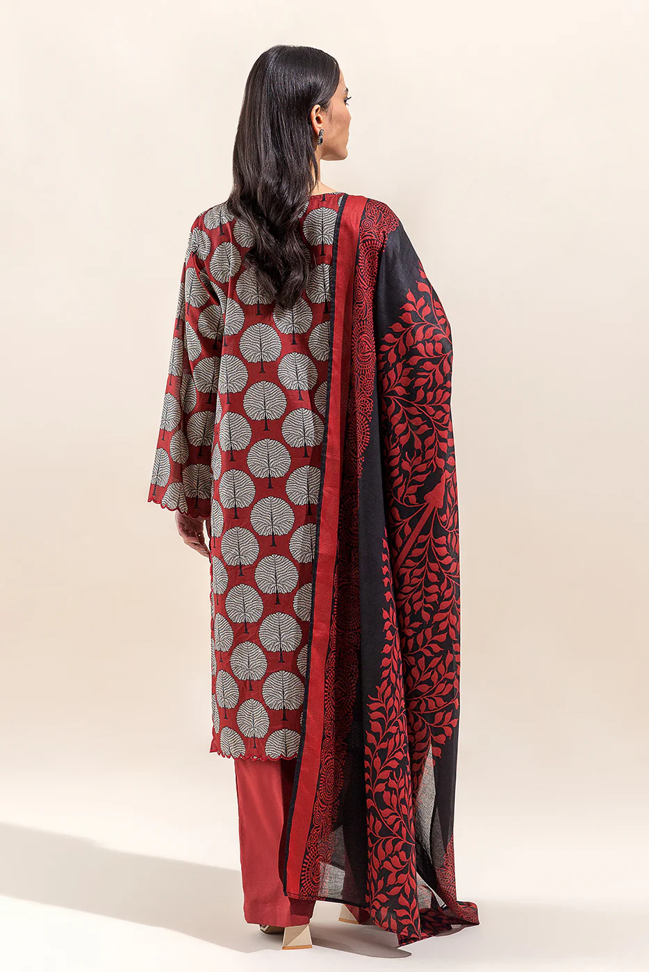 2 PIECE EMBROIDERED LAWN SUIT-CHERRY DUST (UNSTITCHED) - Image 5