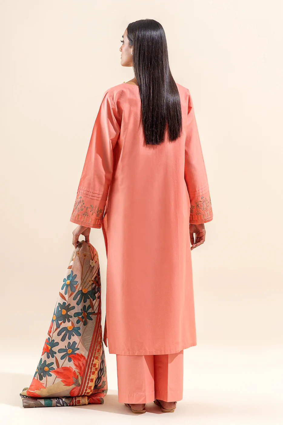 2 PIECE EMBROIDERED LAWN SUIT-CORAL BELLS (UNSTITCHED) - Image 5