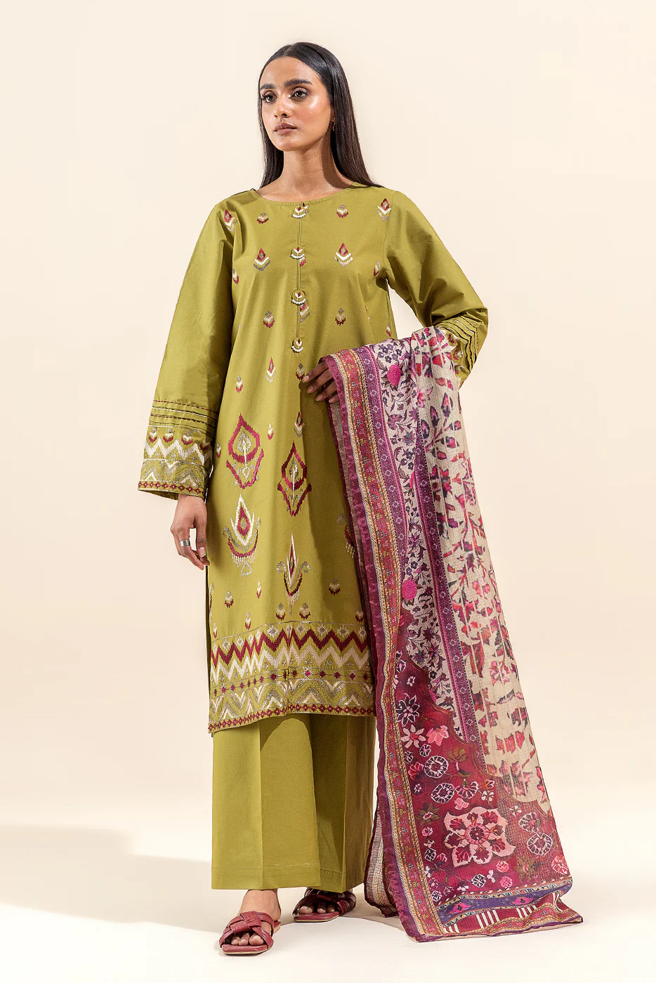2 PIECE EMBROIDERED LAWN SUIT-TRIBAL CHARM (UNSTITCHED) - Image 6
