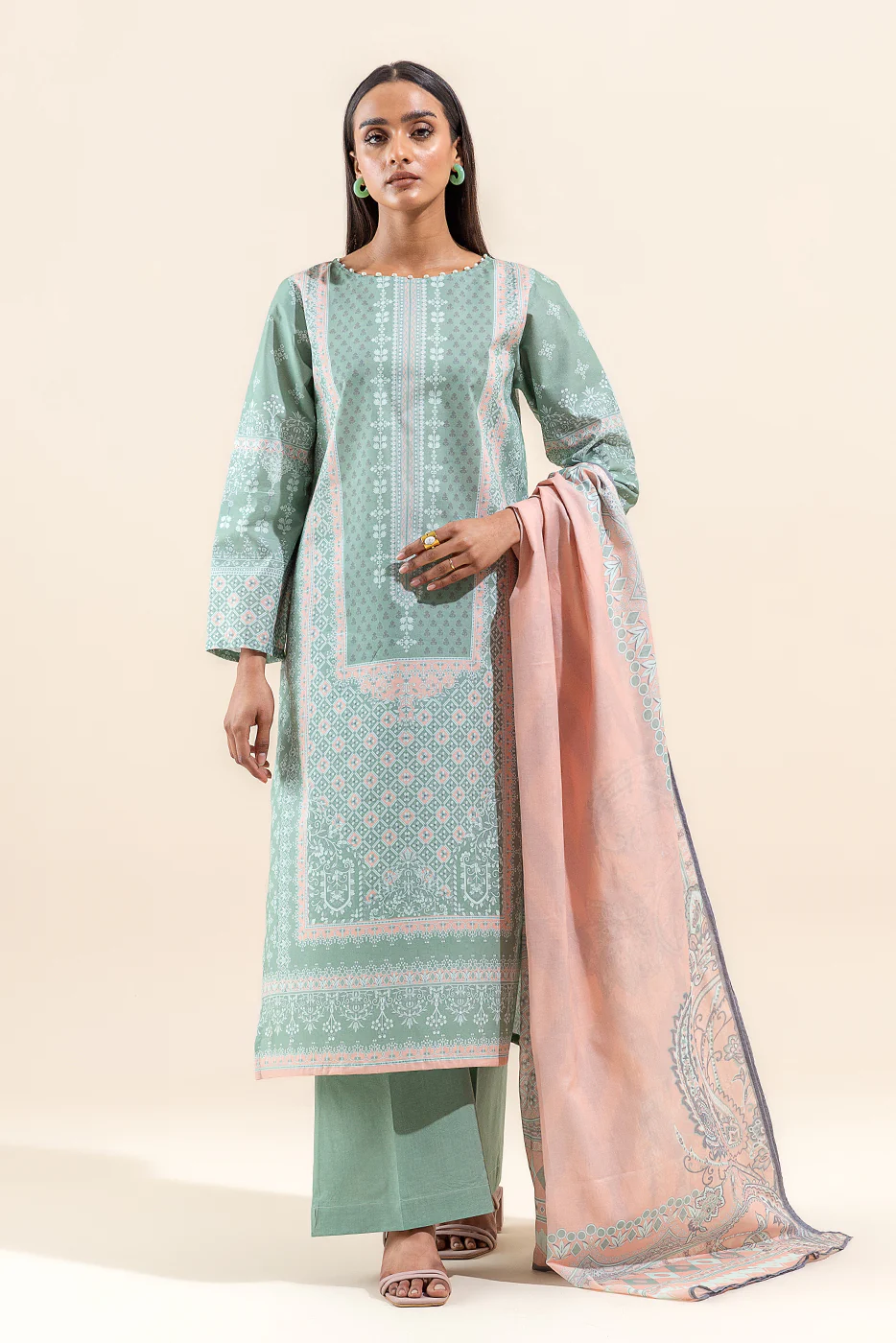 3 PIECE PRINTED LAWN SUIT-ARTIC WHISPER (UNSTITCHED) - Image 6