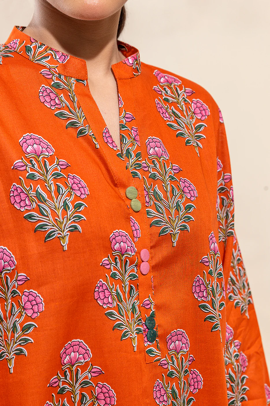 2 PIECE PRINTED LAWN SUIT-VERMILLION FLECK (UNSTITCHED) - Image 3
