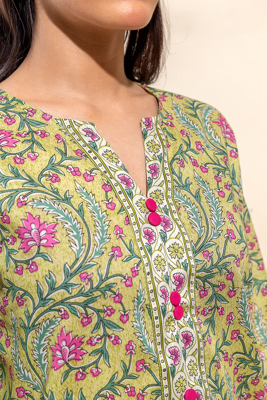 2 PIECE PRINTED LAWN SUIT-LEMON HAZE (UNSTITCHED) - Image 4