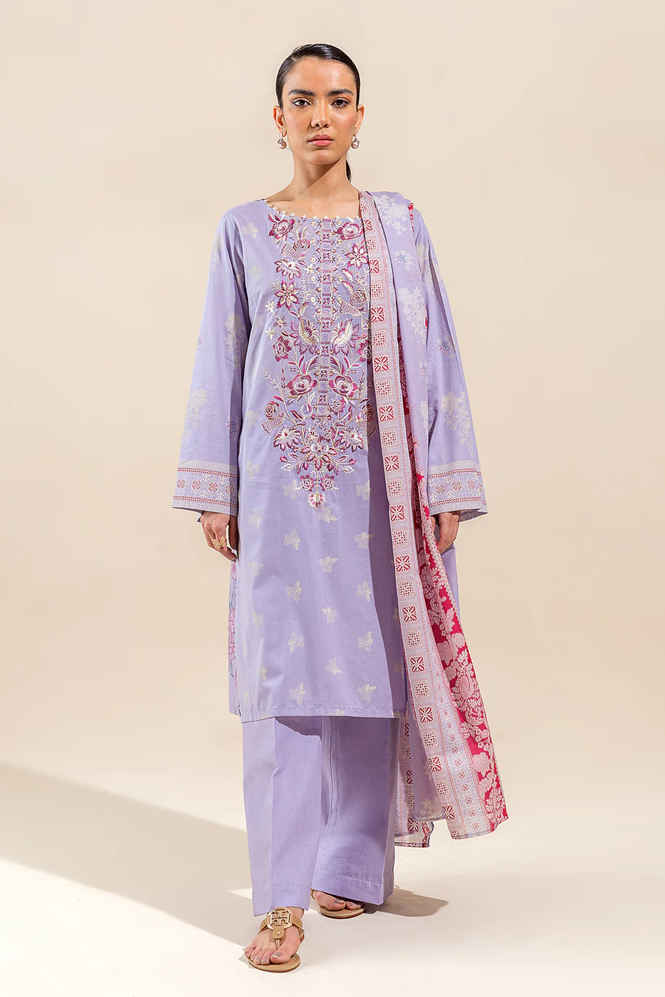 3 PIECE EMBROIDERED LAWN SUIT-FLORET SPRUCE (UNSTITCHED) - Image 2