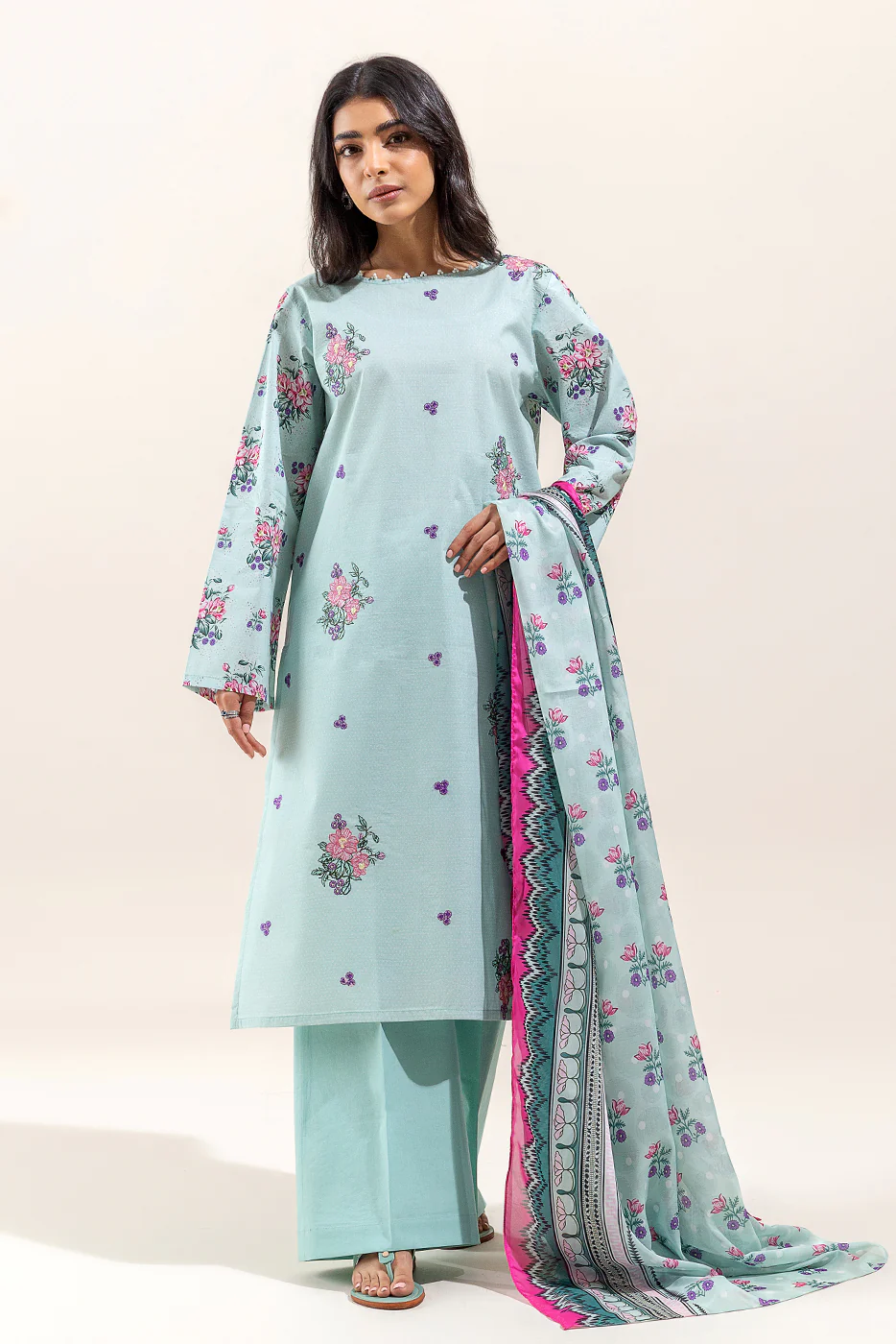 3 PIECE EMBROIDERED LAWN SUIT-PASTEL ORCHID (UNSTITCHED) - Image 5