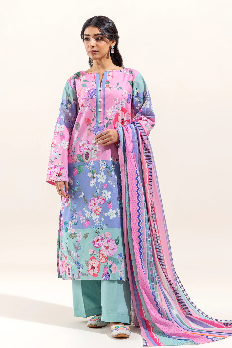 3 PIECE PRINTED LAWN SUIT-CANDY GLOOM (UNSTITCHED) - Image 6