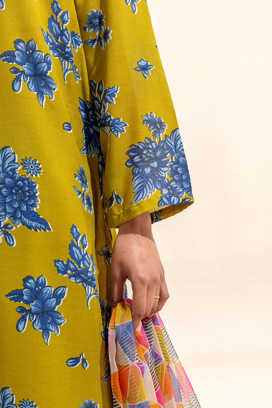 3 PIECE PRINTED LAWN SUIT-LIME AZURE (UNSTITCHED) - Image 3