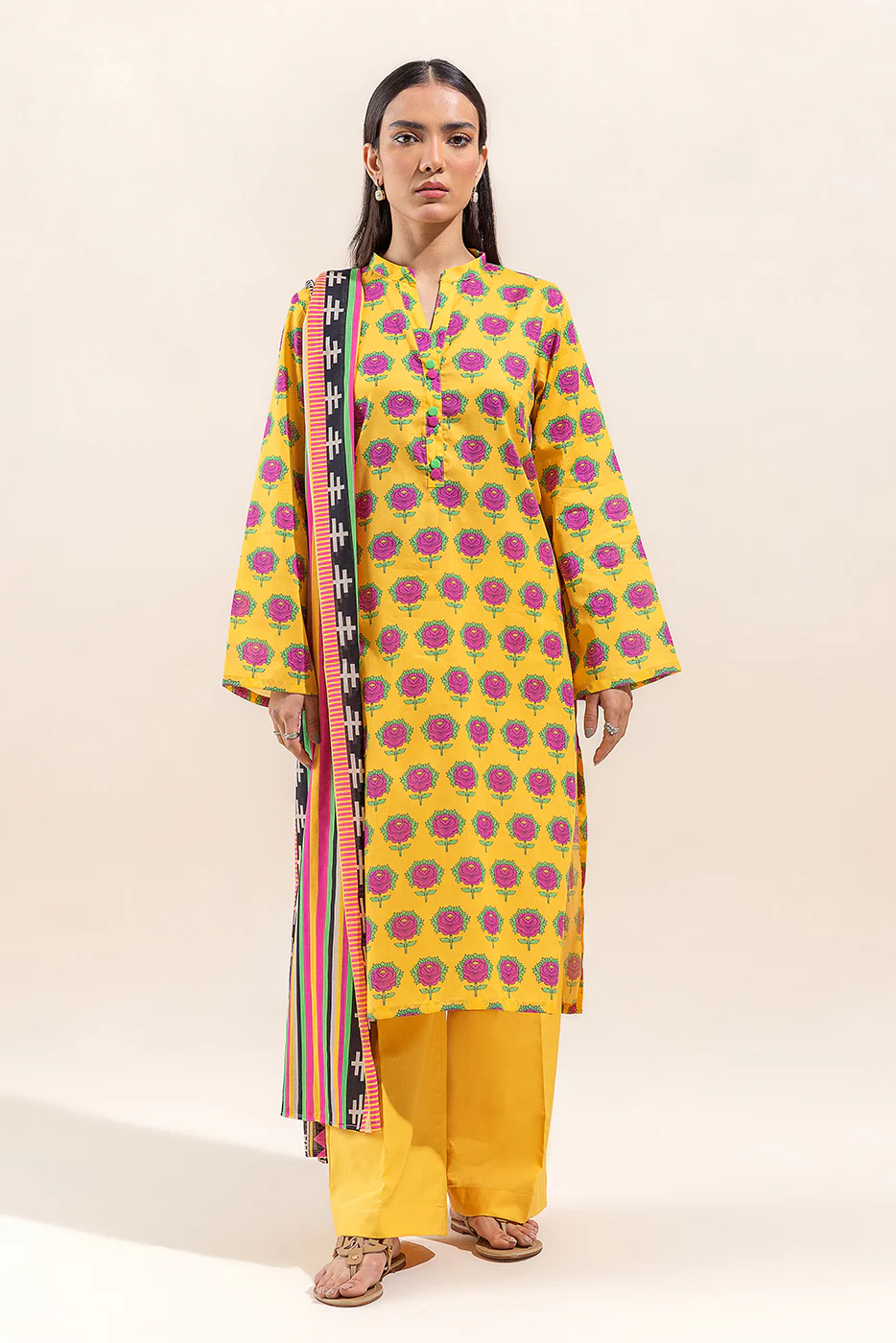 3 PIECE PRINTED LAWN SUIT-AMBER ROSE (UNSTITCHED) - Image 2
