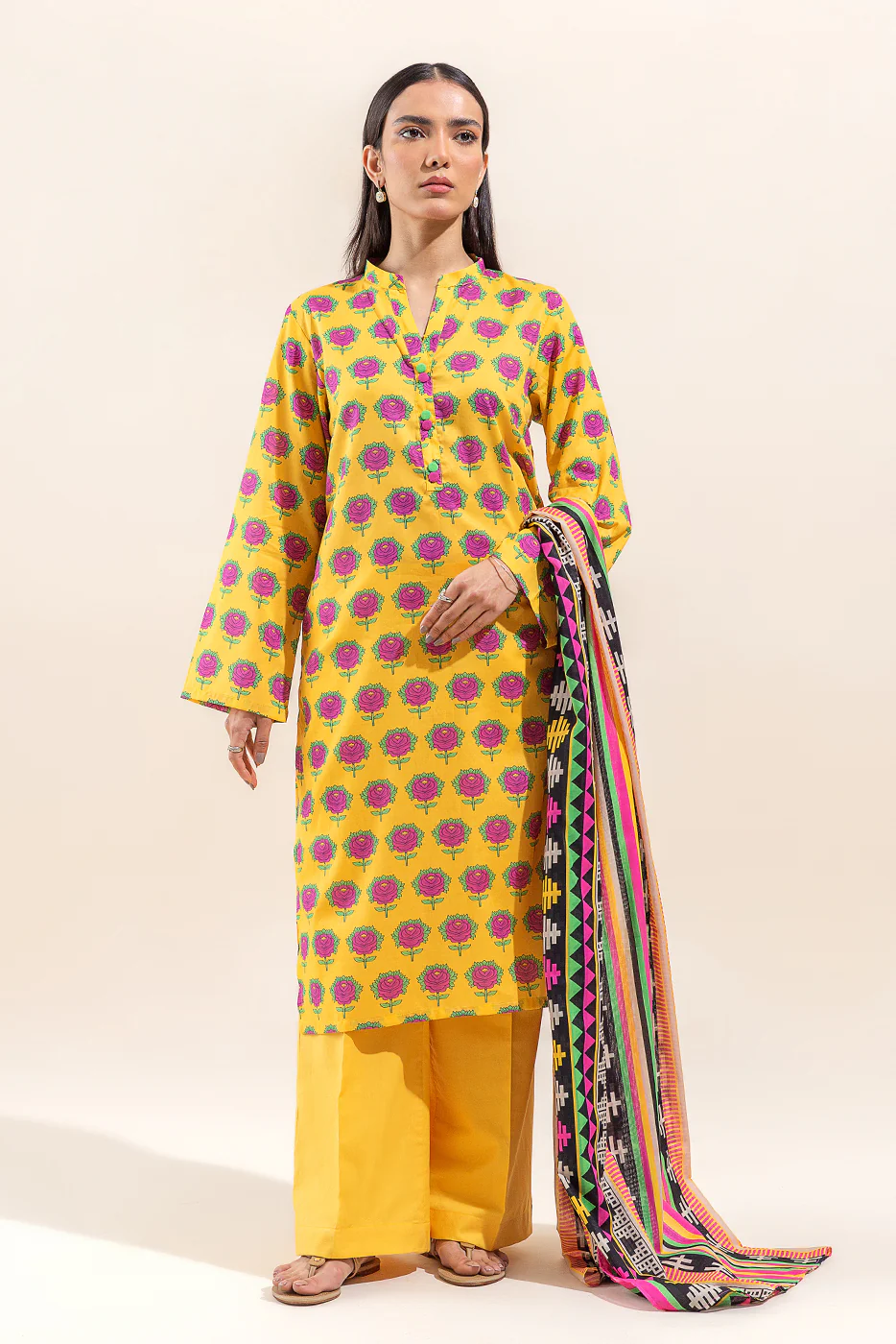 3 PIECE PRINTED LAWN SUIT-AMBER ROSE (UNSTITCHED) - Image 6
