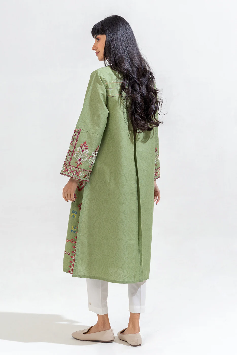 EMBROIDERED CAMBRIC JACQUARD SHIRT (PRET) - Image 3