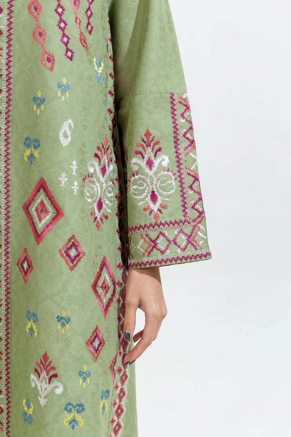 EMBROIDERED CAMBRIC JACQUARD SHIRT (PRET) - Image 5