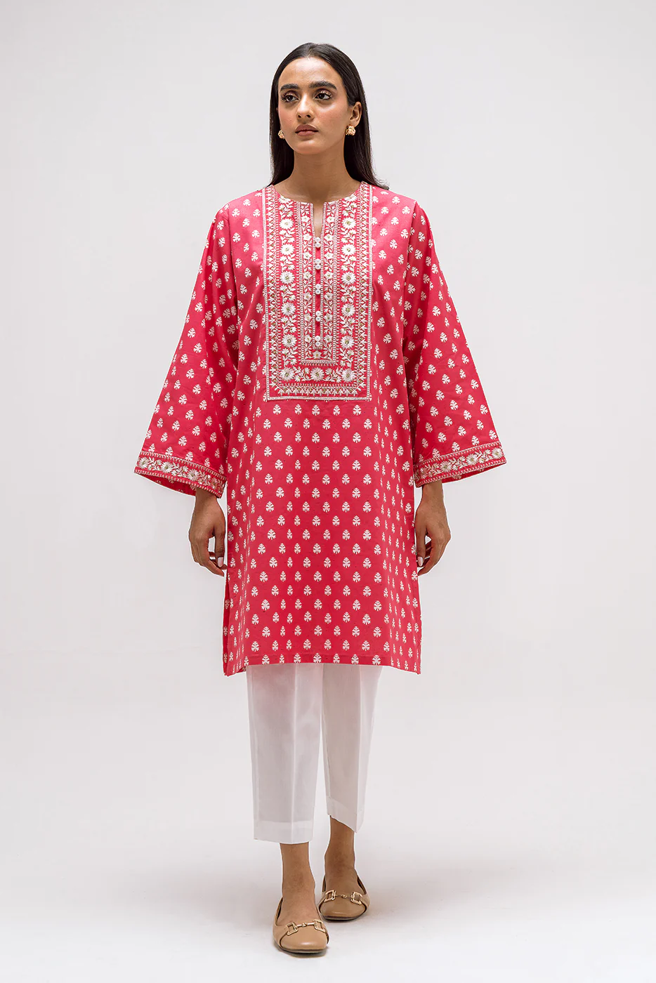 EMBROIDERED CAMBRIC SHIRT (PRET) - Image 2