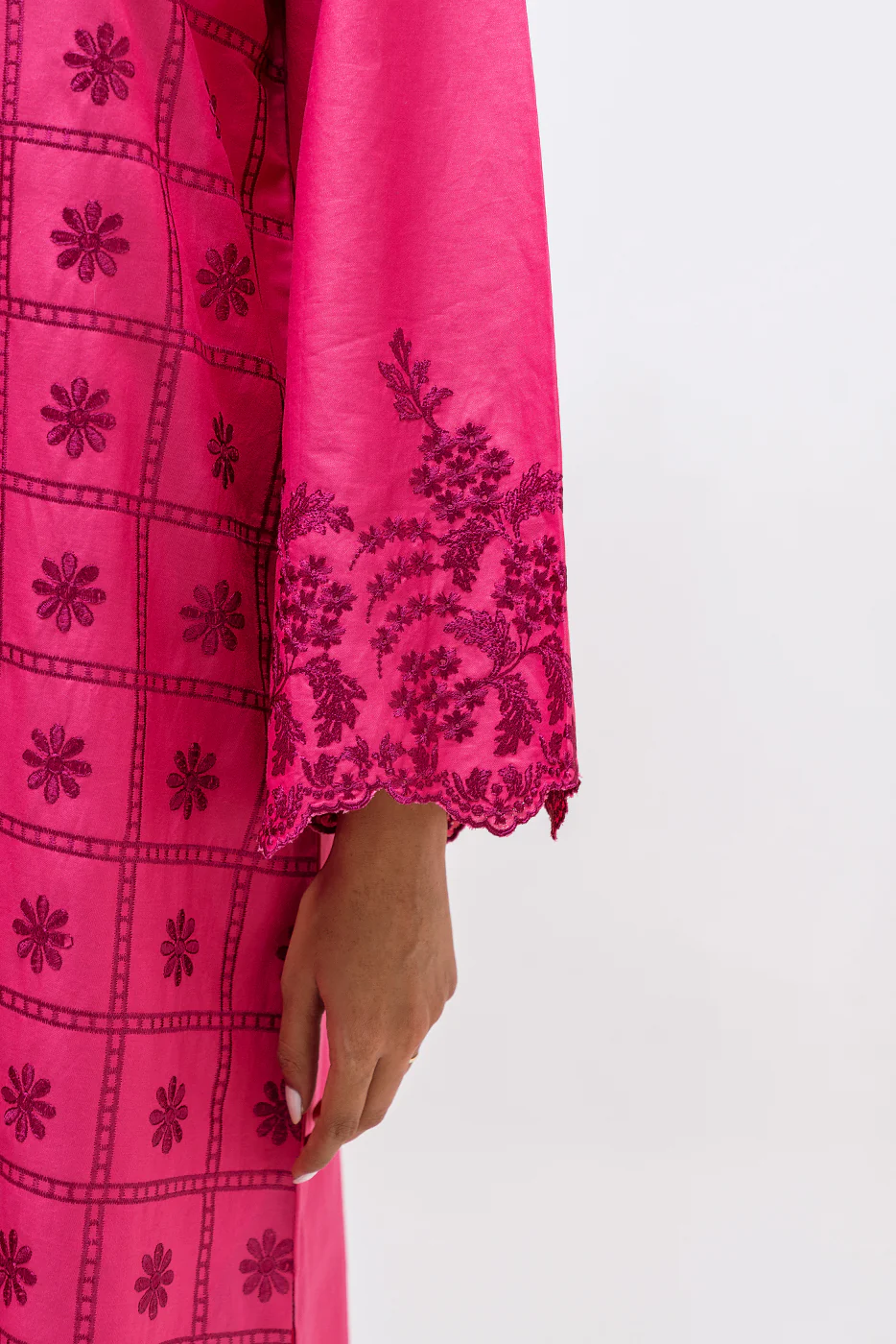 2 PIECE EMBROIDERED CAMBRIC SUIT (PRET) - Image 5
