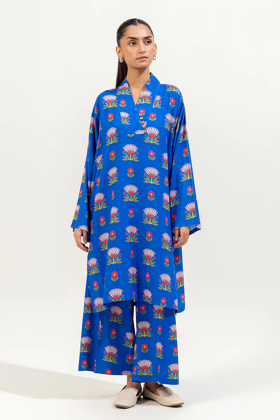 2 PIECE PRINTED VISCOSE SUIT (PRET) - Image 2