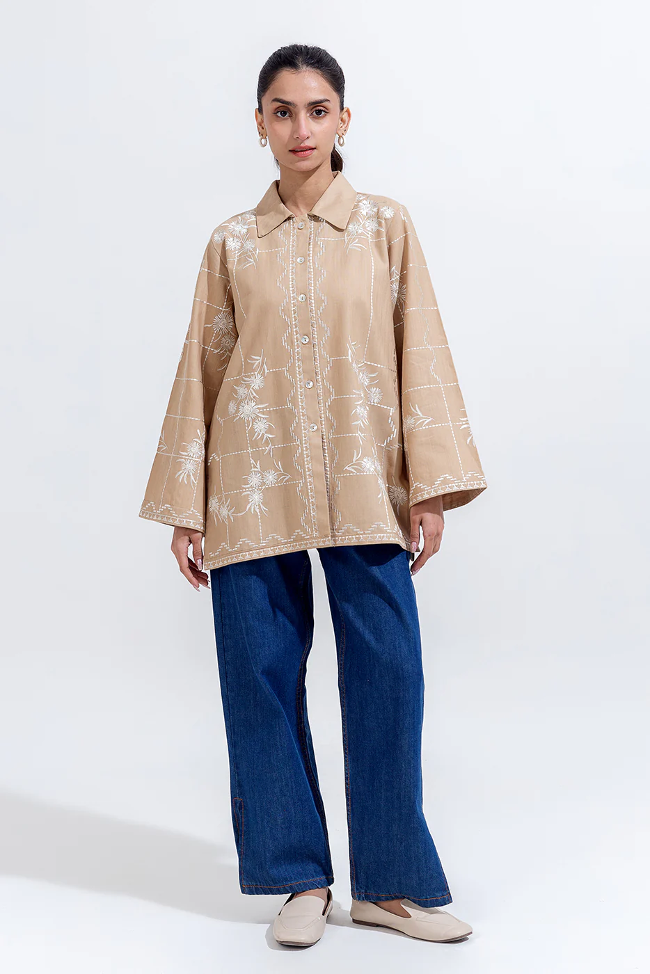 EMBROIDERED KHADDAR TOP (PRET) - Image 2